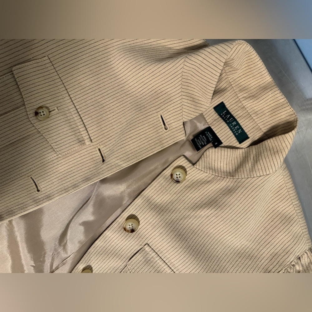 Lauren Ralph Lauren - vintage linen pinstripe blazer jacket - Picture 9 of 11